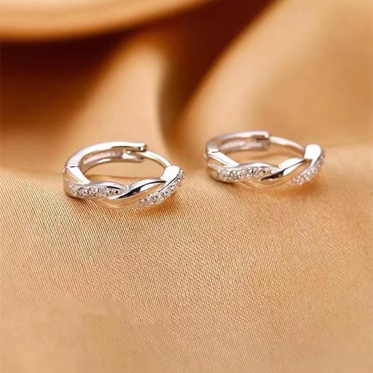 KOUDOUN Authentic Minimalist 925 Sterling Silver Twist Hoop Earring for Women Wedding Fine Silver Earring Jewelry Gift 2022