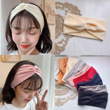 Load image into Gallery viewer, Fashion Wide Cross Velvet Headbands for Women Girl Solid Soft Warm Knot Plush Hairbands Ladies Winter Turbans Hair Accessories