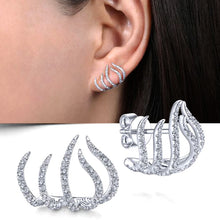 Load image into Gallery viewer, Huitan Silver Color Claws Stud Earrings with Crystal AAA CZ Stone Modern Design Fashion Versatile Accessories Women 2022 Jewelry