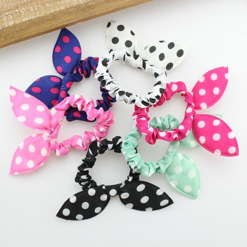 20Pcs Lovely Random Color Small Bunny Rabbit Ears Headband Hair Rope Rubber Bands Hair Accessories Wholesale