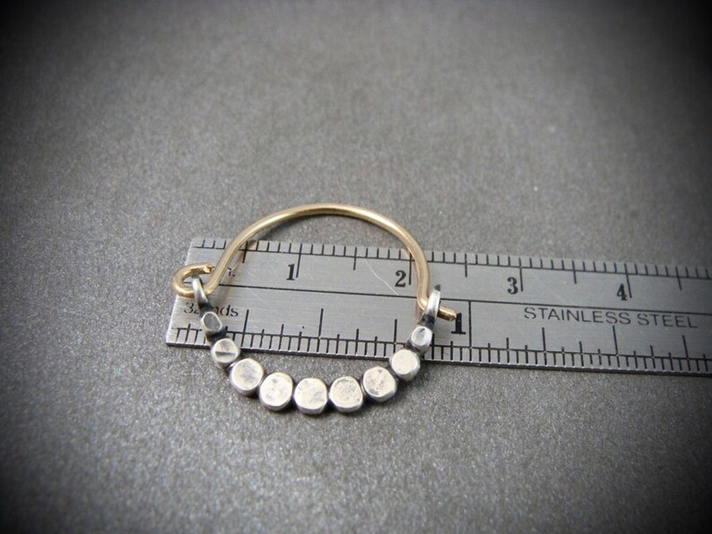 Vintage Grey Beaded Hoop Dangle Earrings for Women Ethnic Gold Color Metal Punk Statement Scalloped Earrings