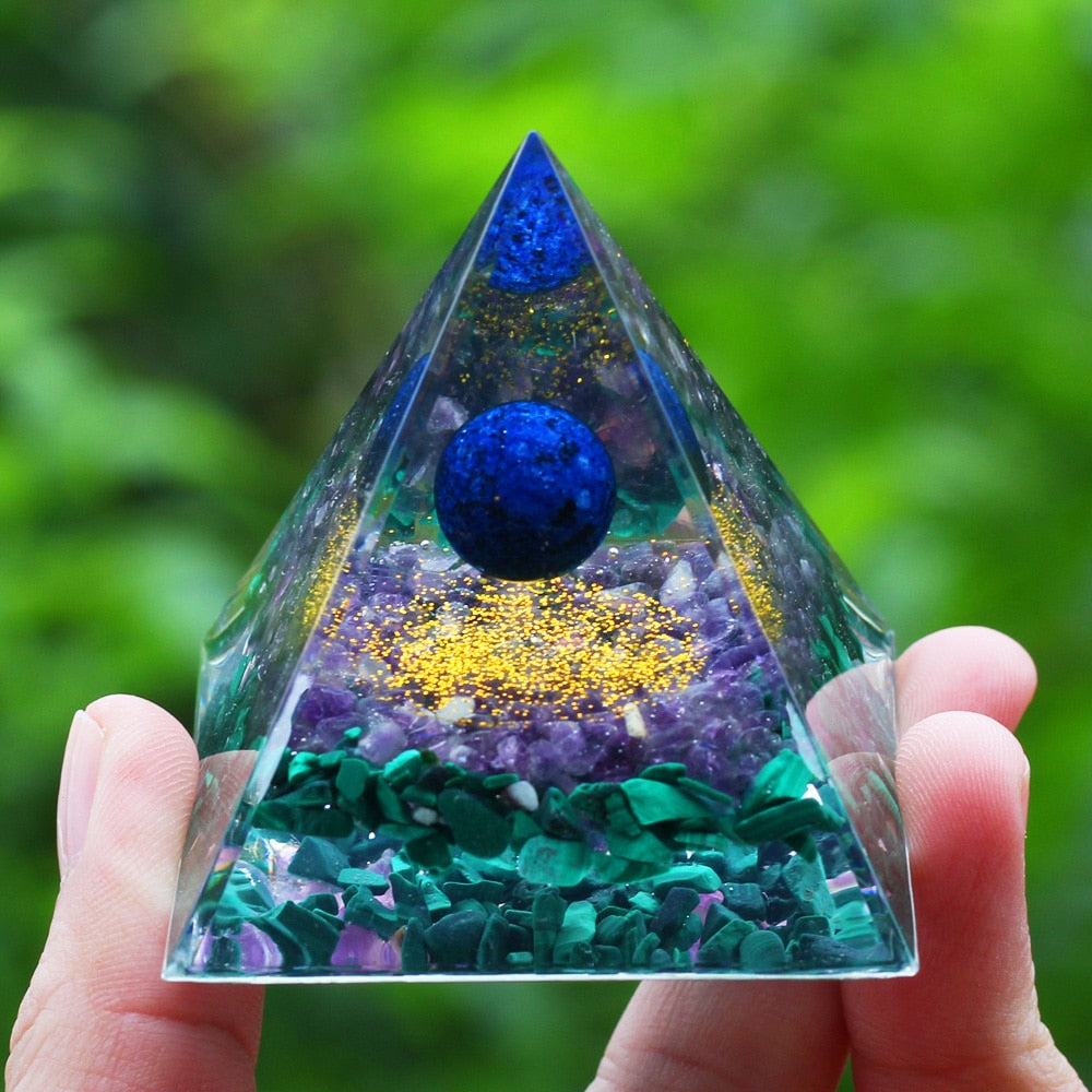 Crystals Stone Orgone Pyramid Energy Generator Natural Amethyst Peridot Reiki Chakra Meditation Tool Room Decor Christmas Gift
