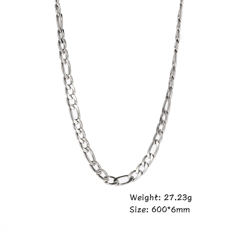 Hip Hop Cuban Chain Necklaces for Men Women Stainless Steel Figaro Box Rope Chain Chokers Men Jewelry Wholesale