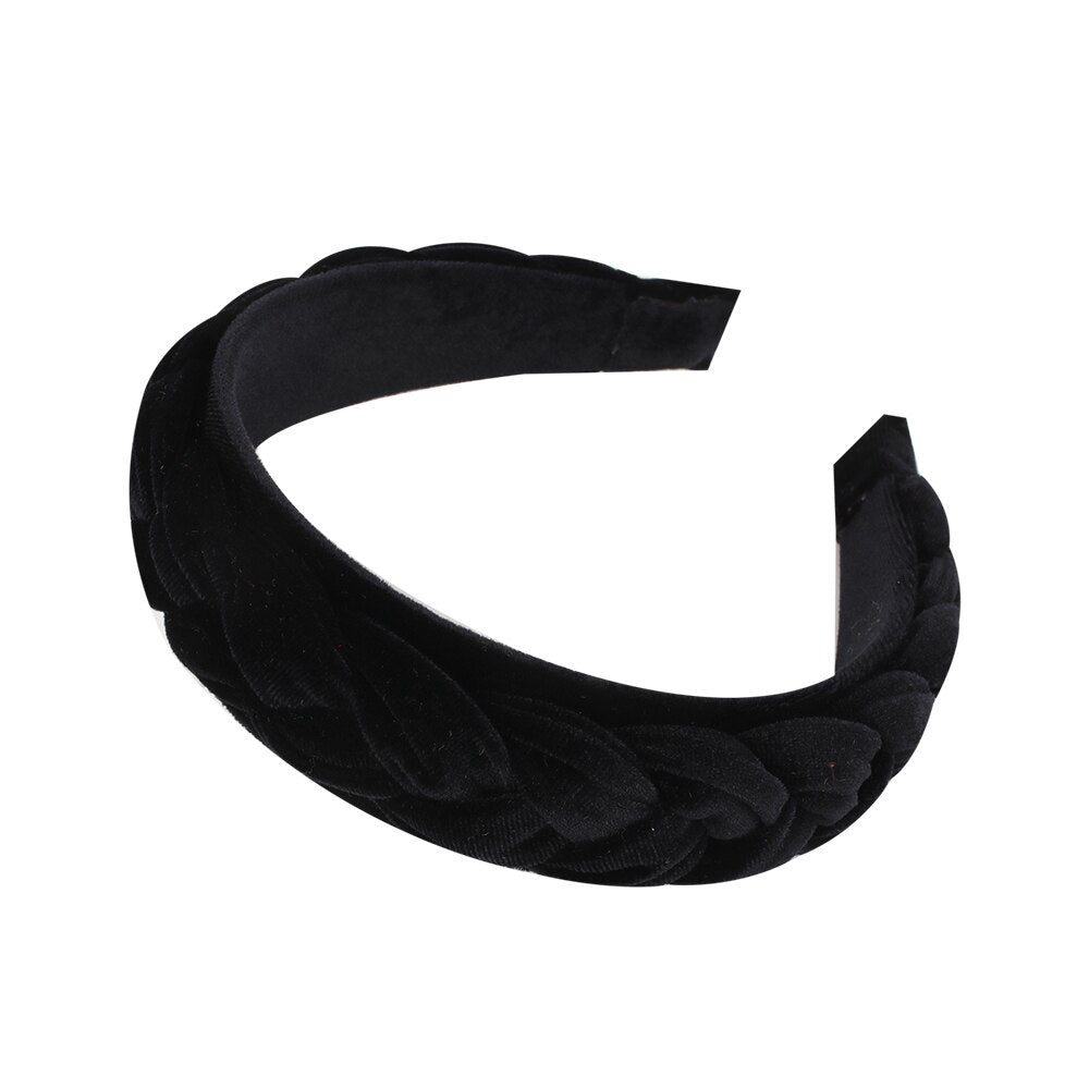 Fashion Bezel Twist Velvet Braid Headband for Women Solid Color Thicken Hairband Women Girls Hair Accessories Hair Band