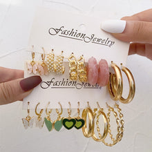 Load image into Gallery viewer, Trendy Black Earring Set For Women Girls Y2K Colorful Resin Butterfly Heart Dangle Earrings Dripping Oil Enamel Ring Jewelry