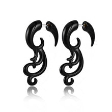 Load image into Gallery viewer, 1pair Punk Tribal Spiral Fake Gauges Acrylic Ear Tapers Fake Plugs Horn Stud Earrings Wing Faux Fake Plugs Piercings Body