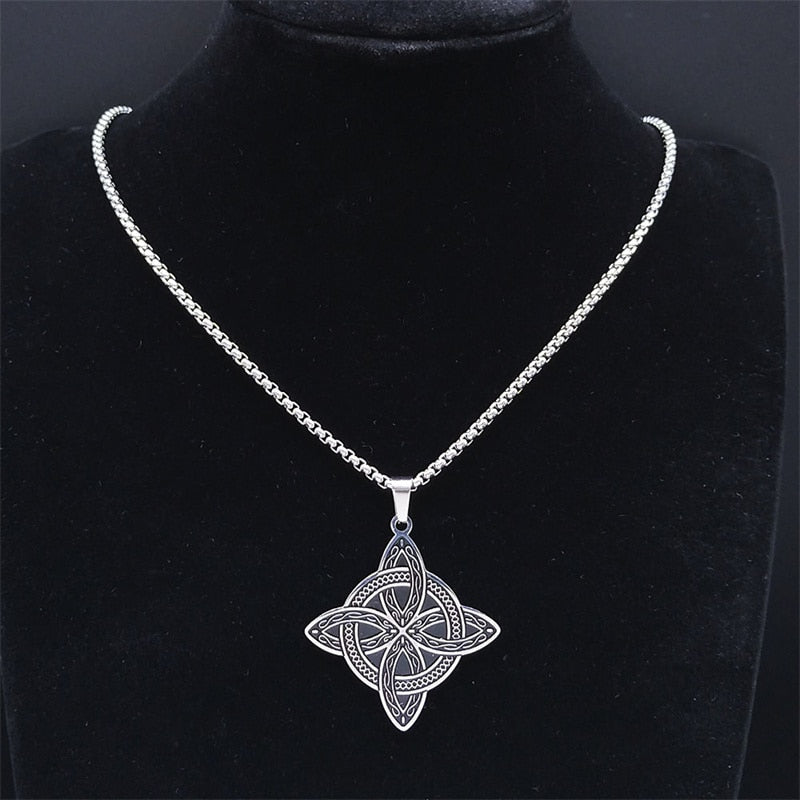 Witchcraft Celtic Knot Pendant Necklace for Women/Men Stainless Steel Slavic Amulet Necklaces Jewelry nudo de bruja N3380S02