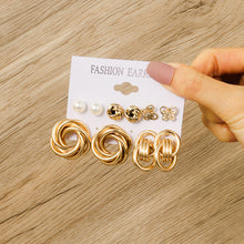 Load image into Gallery viewer, X&amp;P Vintage Geometric Gold Metal Earrings Set for Women Punk Pearl Dangle Drop Earrings 2022 Trend Set of Earrings Jewelry Gifts