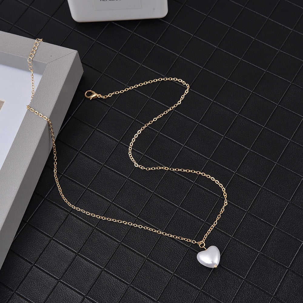 SUMENG 2022 New Beads Neck Chain Kpop Pearl Choker Necklace Gold Color Goth Chocker Jewelry On The Neck Pendant Collar For Women