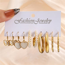 Load image into Gallery viewer, Gold Color Earring Set Colorful Geometric Pearl Resin Twist Big Hoop Earrings for Women Girls 2022 Fashion Party Jewelry Gifts