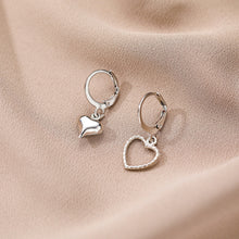 Load image into Gallery viewer, 4PCS/SET Silver Color Metal Tassel Chain Love Heart Earring Irregular Geometric Cherry Hoop Earrings for Women Gifts Jewelry Set