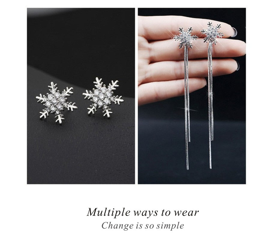 Fashion Classic Zircon Earrings Tassel Earrings Snowflake Earrings Women&#39;s Crystal Earrings Wedding Engagement Christmas Gifts