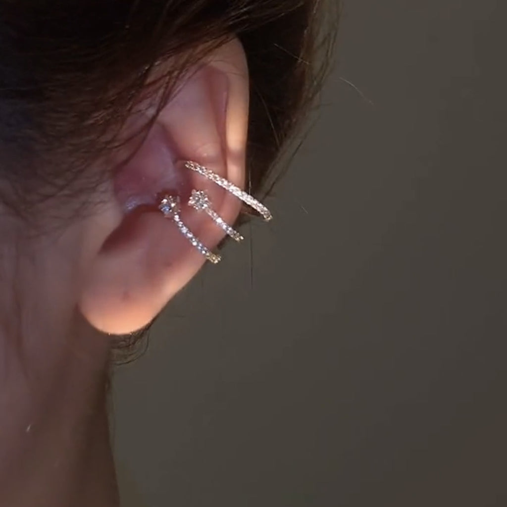 1 piece New Fashion Women Gold Multilayer Ear Clip Crystal Ear Cuff High Quality Classic Earcuff Jewelry