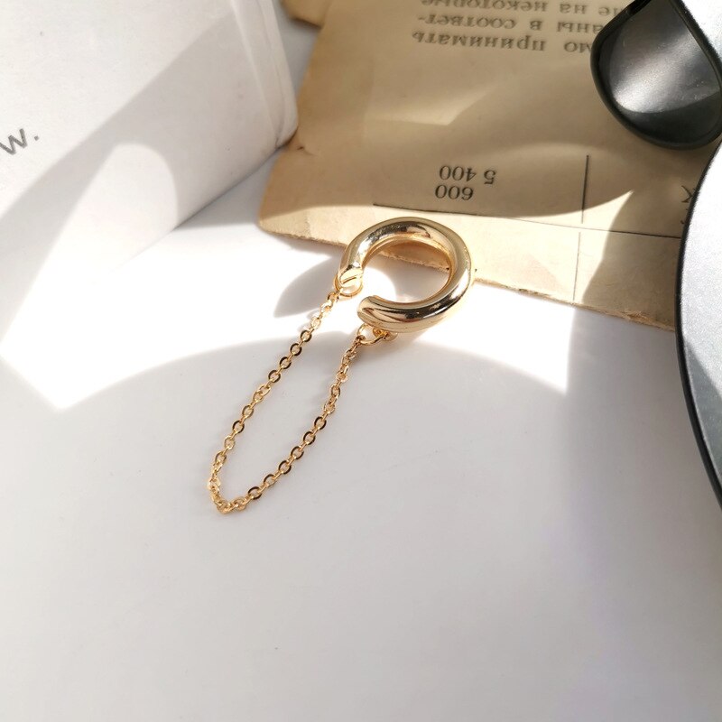 LATS Simple Fashion Punk Chain Ear Cuff for Women Clip on Earrings Gold Color Ear Cuff Non-Piercing Earring Trendy Jewelry Gift