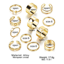 Load image into Gallery viewer, FAMSHIN 12pcs Heart Rings Set For Women Vintage Gold Color Round Hollow Butterfly Finger Rings Women&#39;s 2022 Trendy Jewelry Gift