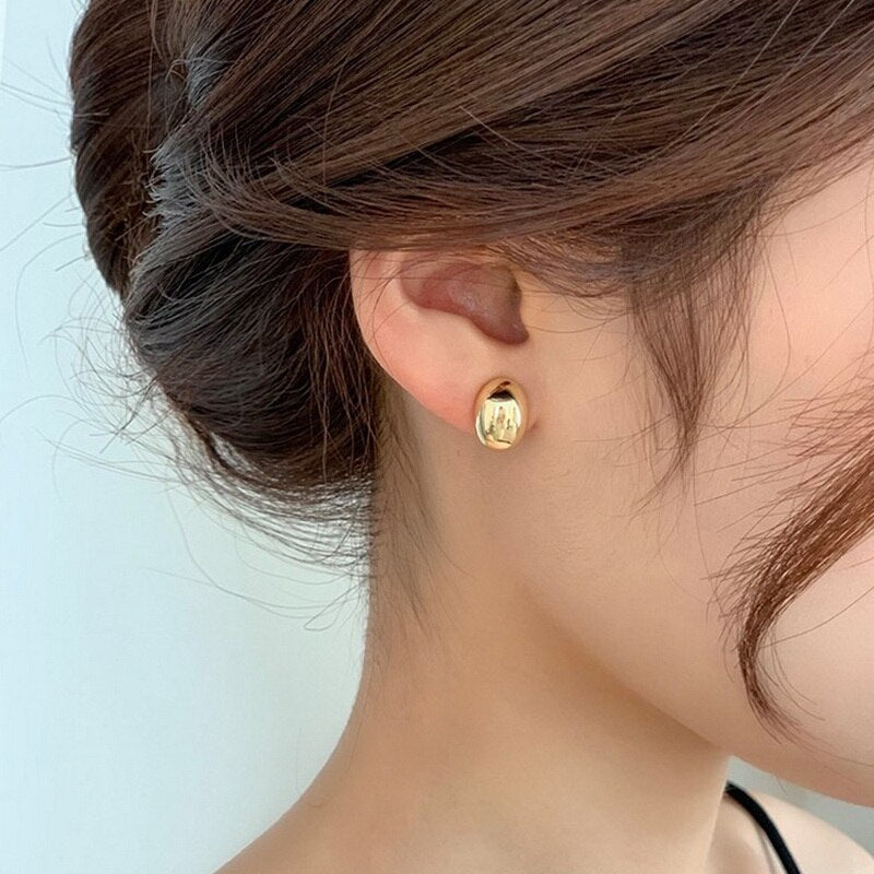 2022 New Simple Gold/Silver Color Metal Stud Earrings Geometric Small Cute Earrings For Women Fashion Party Jewelry