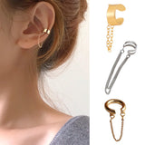 LATS Simple Fashion Punk Chain Ear Cuff for Women Clip on Earrings Gold Color Ear Cuff Non-Piercing Earring Trendy Jewelry Gift