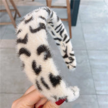 Load image into Gallery viewer, TwinkLei Winter Leopard Rabbit Faux Fur Hairbands Women Plush Soft Headwarp Girls Hair Hoop Hair Accessories Headband