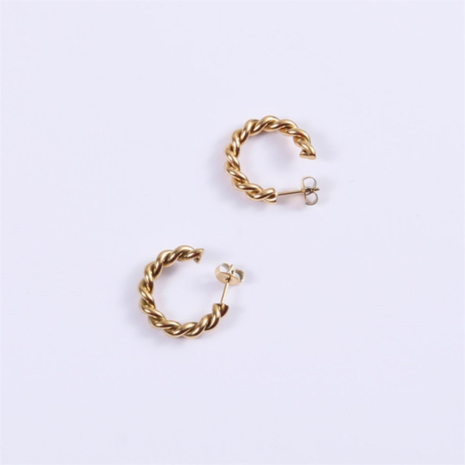 GD Vintage Spiral Twist Hoop Earrings For Women Punk Party Earrings Trendy Gold Color Silver Color Earrings Jewelry Pendientes