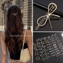 Load image into Gallery viewer, Fashion Woman Bow Hair Clip Metal Geometric Mini Hairpins Alloy Round Star Hairgrip Barrette Girls Headwear Hair Accessories