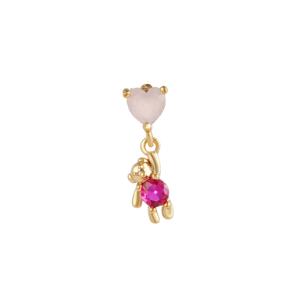 New Trendy Stainless Steel Cute Sweet Pink Heart Bear Cool Purple Wing Piercing Cartilage Stud Earrings for Women Girls Jewelry