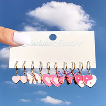 Load image into Gallery viewer, 17KM Heart Pink Butterfly Black Earrings Set Cute Cartoon Stud Earrings for Women Black Dangle Earrings Fashion Trendy Jewelry