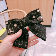 Load image into Gallery viewer, Elegant Plaid Cloth Hairpins Adult Crystal Heart Pearl Luxury Fabric Bow Hair Clip Pin for Girls Women Hair Jewelry Headpiece