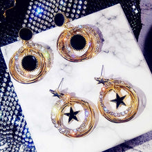Load image into Gallery viewer, 2022 New Moving star Earrings multilayer metal circle earrings pentagram Korean temperament ear Jewelry