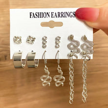 Load image into Gallery viewer, UMKA Vintage Retro Korean Geometric Stud Earrings Set Metal Pearl Drop Earrings For Women Simple Round Fashion Party Jewelry