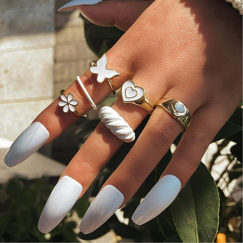 2022 women ring set bague femme matching rings bohemian fashion jewelry schmuck finger accesorios mujer couple gift wholesale