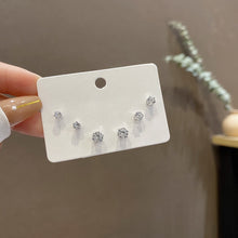 Load image into Gallery viewer, 6pcs/set White Crystal Zircon Stud Earring  for Women Jewelry Bijoux Brincos Pendientes Mujer 2022 New