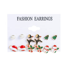 Load image into Gallery viewer, ALIUTOM Crystal Christmas Earring Set Winter Snowflake Tree Snowman Bell Bow Drop Earrings2023 Women Fashion Jewelry Santa Claus