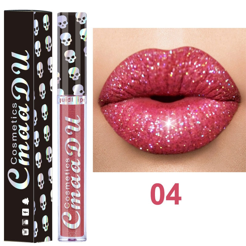 Laser Skull  Diamond Symphony Lipstick Shiny Metallic Velvet Glitter Lip Gloss Makeup Lips Care Cosmetics Moisturizing Lasting