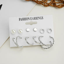 Load image into Gallery viewer, Silver Color Butterfly Earrings Set For Woman Girls Vintage Snake  Geometric Twist Hoop Earrings 2022 Trendy Jewelry Gifts