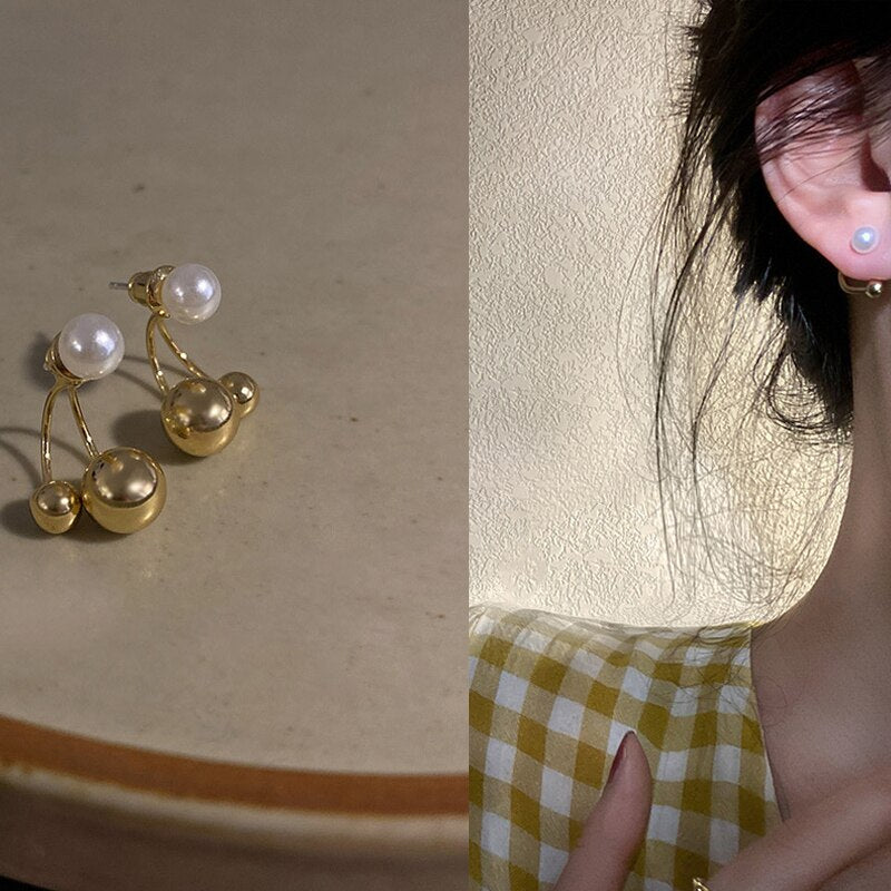 2022 New Korean Zircon Fishtail Pearl Stud Earrings For Women Shiny Crystal Butterfly Leaf Earring Girls Party Sweet Jewelry