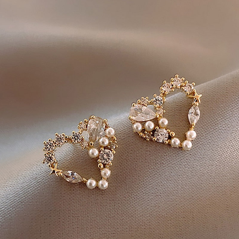 Hot Sale Exquisite Luxury Zircon Stud Earrings For Women AAA Zircon Shiny Rhinestone Geometrical Earring Party Wedding Jewelry