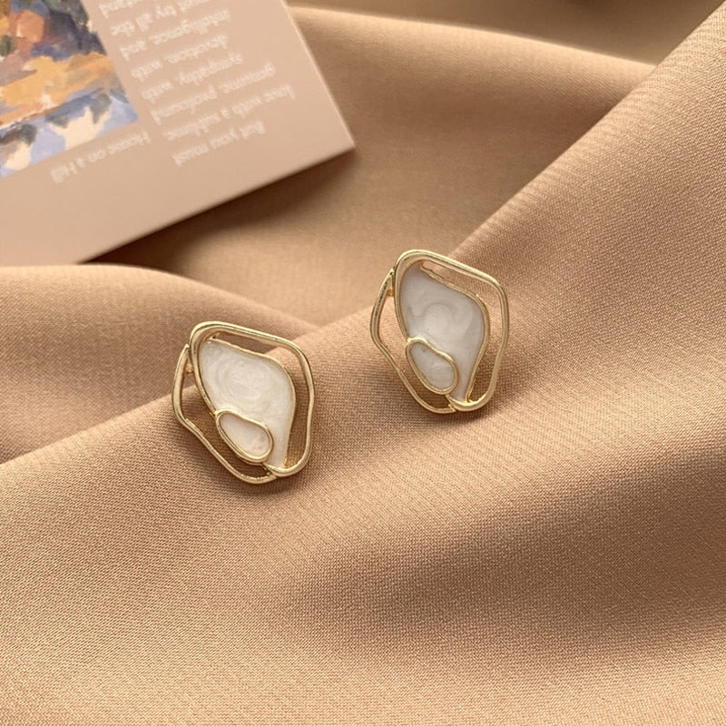 Creative Heart Electrocardiogram Stud Earrings For Women Korean Shiny Rhinestone Heartbeat Earring Party Personality Jewelry