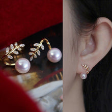 Load image into Gallery viewer, 2022 New Korean Zircon Fishtail Pearl Stud Earrings For Women Shiny Crystal Butterfly Leaf Earring Girls Party Sweet Jewelry