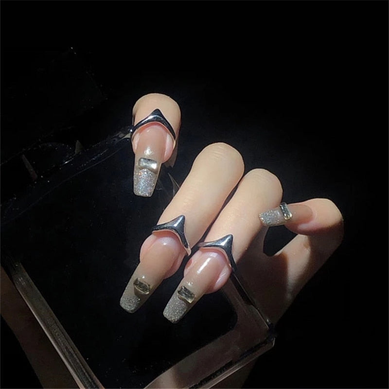 HUANZHI New 3 Pcs/Set Punk Exaggerate Irregular Opening Daily Fingertip Protective Nail Rings Sets for Women Party Jewelry