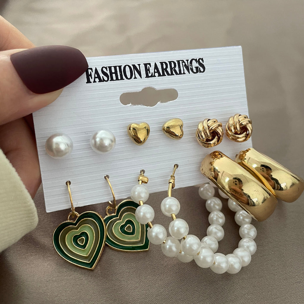 Boho Colorful Geometric Heart Resin Acrylic Drop Earrings Set For Women  Trendy Pearl Butterfly Earrings 2022 New Party Jewelry