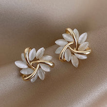 Load image into Gallery viewer, Exquisite Opal Leaves Flower Stud Earrings for Women Shiny Rhinestone Zircon Geometric Oval Earring Girl Party Statement Jewelry