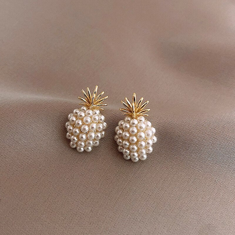 2022 New Korean Light Luxury Flower Stud Earrings For Women Crystal Zircon Moon Planet Pearl Temperament Earrings Jewelry Gifts
