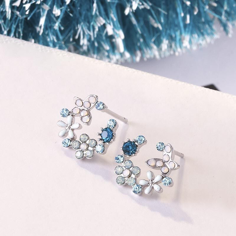 2022 Korean Exquisite Flower Butterfly Earrings For Women Bling AAA Zircon Stud Earring Girl Wedding Party Sweet Jewelry Brincos