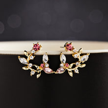Load image into Gallery viewer, 2022 Korean New Colorful Rhinestone Wreath Stud Earrings Sweet Flower Crystal Pearl Brincos Women Party Birthday Jewelry Gift