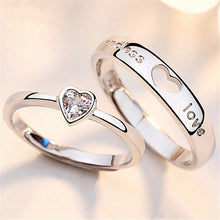 Load image into Gallery viewer, 2Pcs/sets Zircon Heart Matching Couple Rings Set Forever Endless Love Wedding Ring For Women Men Charm Valentine&#39;s Day Jewelry