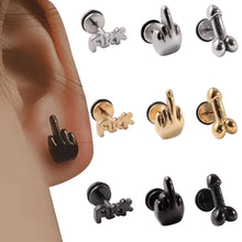 Load image into Gallery viewer, PAIR Stainless Steel Punk Ear Studs Tragus Cartilage Middle Finger Earring Piercing Earrings Helix Piercing Body Jewelry 16G